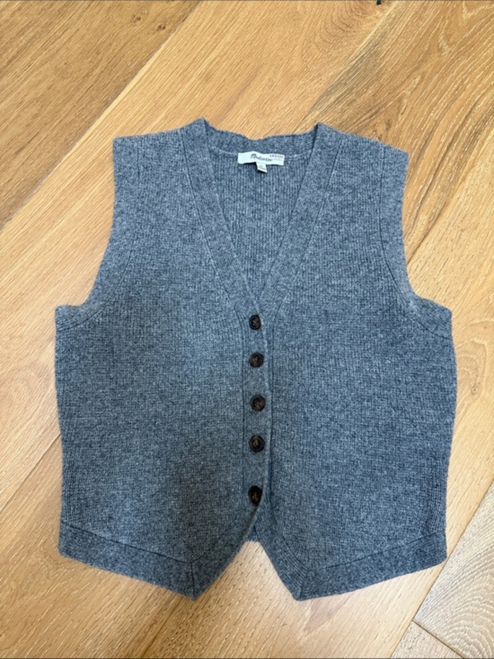 Madewell Gray Knit Button-Front Vest
